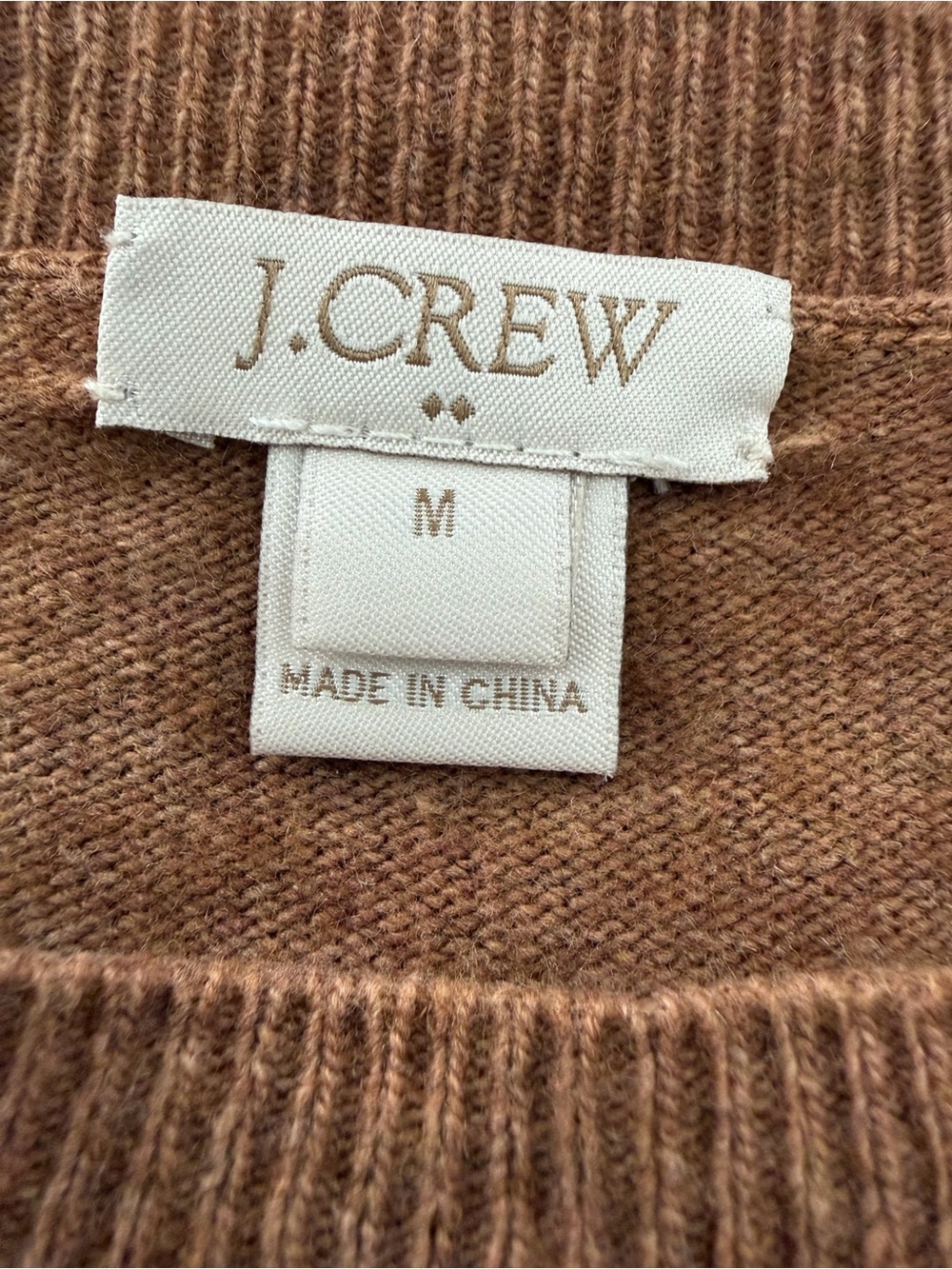 J. Crew Teddie Crewneck Sweater Warm Chestnut Cotton Wool Blend M Autumnal Layer - Picture 2 of 10